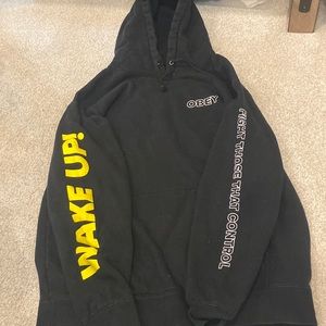 Black Obey Alien Hoodie (Mens L)